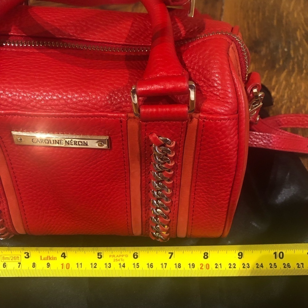 NWT Caroline Néron Red Leather & Suede Mini Crossbody Bag - Picture 10 of 11